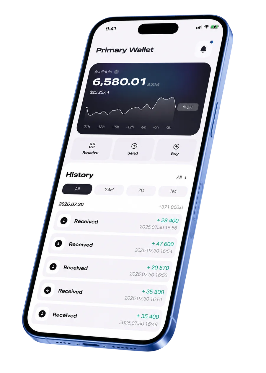 Экран приложения Axiome Wallet